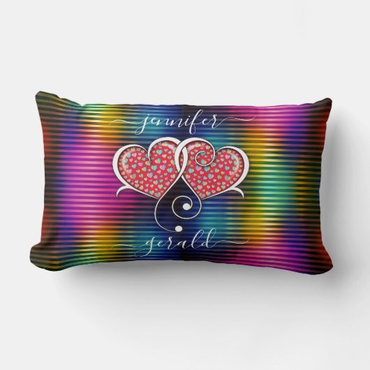 バレンタインエレガントインターロックハートデザイン ランバークッション (正面)