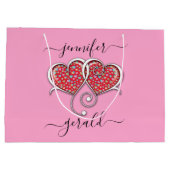 バレンタインエレガントインターロックハートデザイン ラージペーパーバッグ (裏面)