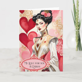 バレンタインエレガントインホワイトとレッドガウン 案内状