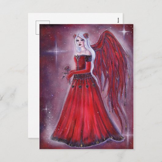 バレンタインエンジェルアートバイレネラボイホリデーカード シーズンポストカード (正面/裏面)