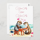 バレンタインオッターグリーティングカード ポストカード (正面/裏面)