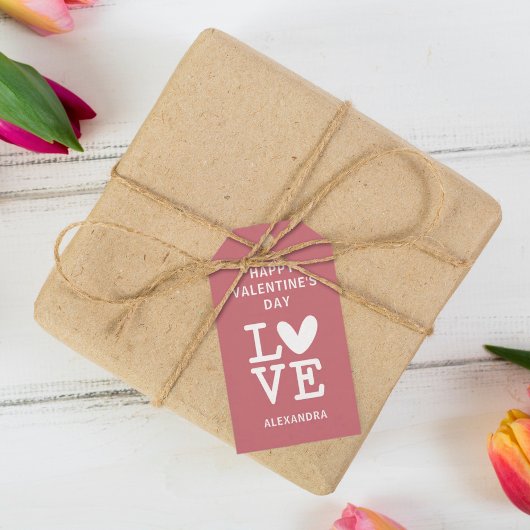 バレンタインオールドバラ&ホワイトラブカスタムハート ギフトタグ