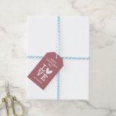 バレンタインオールドバラ&ホワイトラブカスタムハート ギフトタグ (より糸付き)