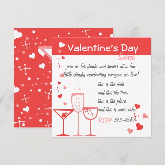 バレンタインカクテル 招待状 (正面/裏面)
