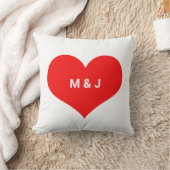 バレンタインカスタム 赤ハートモノグラムイニシャル クッション (ブランケット)