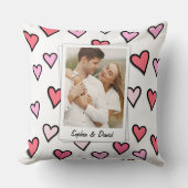 バレンタインカップルカスタムフォトモノグラムハート図形 クッション (正面)