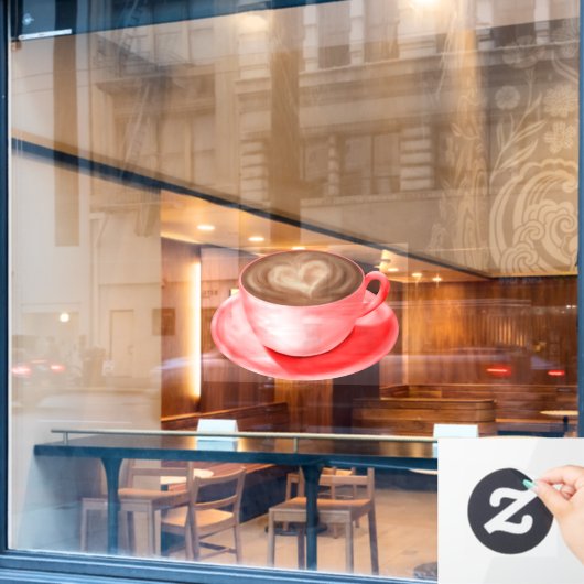 バレンタインカプチーノアートハート ウィンドウサイン (カフェ窓)