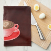 バレンタインカプチーノアートハート キッチンタオル (四つ折り)