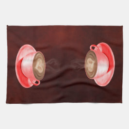 バレンタインカプチーノアートハート キッチンタオル