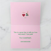 バレンタインカラフルのカエルのカップルとハート カード (内部)