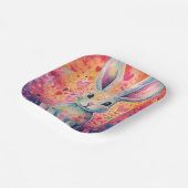 バレンタインカラーバーストコットンテールバニーピンク&プル ペーパープレート (傾斜あり)