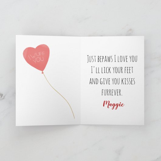 バレンタインカードからオーストラリアの羊飼い犬のハート シーズンカード (内部)