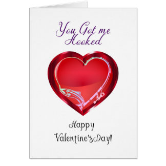 バレンタインカード魚釣りテーマ得私フック