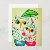 バレンタインカード, 水彩のフクロウ シーズンカード (正面/裏面)