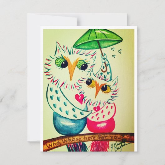バレンタインカード, 水彩のフクロウ シーズンカード (正面)