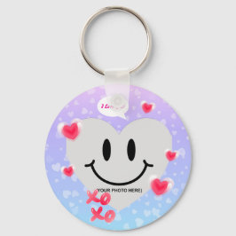 バレンタインガラスハートバルーンバブルガムカップル キーホルダー