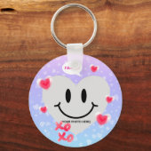 バレンタインガラスハートバルーンバブルガムカップル キーホルダー (正面)