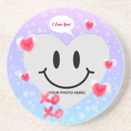 バレンタインガラスハートバルーンバブルガムカップル コースター