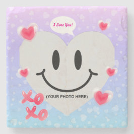 バレンタインガラスハートバルーンバブルガムカップル ストーンコースター