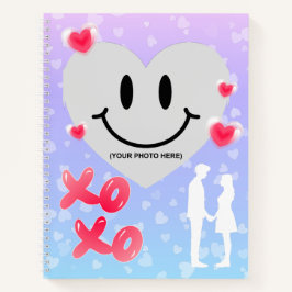 バレンタインガラスハートバルーンバブルガムカップル ノートブック