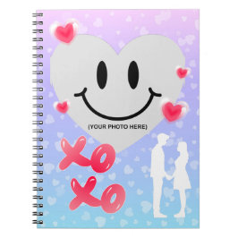 バレンタインガラスハートバルーンバブルガムカップル ノートブック