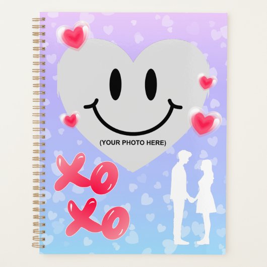 バレンタインガラスハートバルーンバブルガムカップル プランナー手帳 (正面)