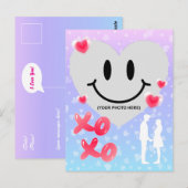 バレンタインガラスハートバルーンバブルガムカップル ポストカード (正面/裏面)