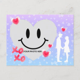 バレンタインガラスハートバルーンバブルガムカップル ポストカード