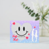 バレンタインガラスハートバルーンバブルガムカップル ポストカード (スタンド正面)