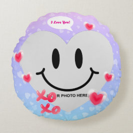 バレンタインガラスハートバルーンバブルガムカップル ラウンドクッション