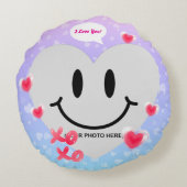 バレンタインガラスハートバルーンバブルガムカップル ラウンドクッション (裏面)