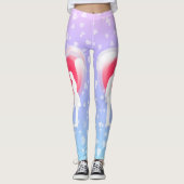 バレンタインガラスハートバルーンバブルガムカップル レギンス (正面)