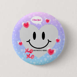 バレンタインガラスハートバルーンバブルガムカップル 缶バッジ