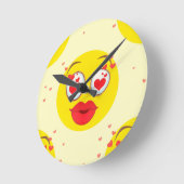 バレンタインキス絵文字 ラウンド壁時計 (傾斜)