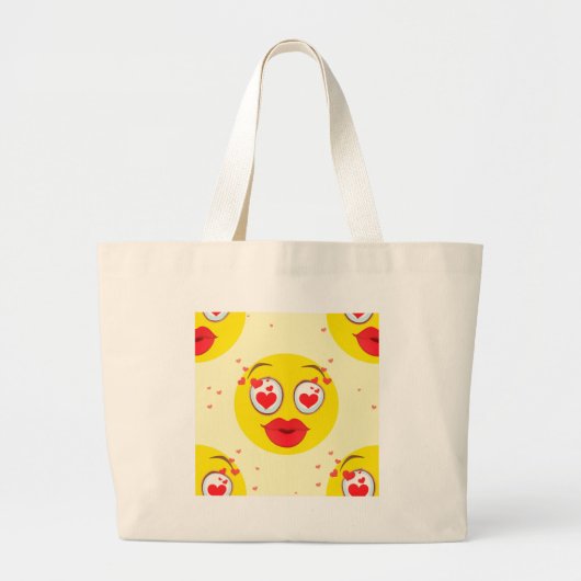 バレンタインキス絵文字 ラージトートバッグ (正面)