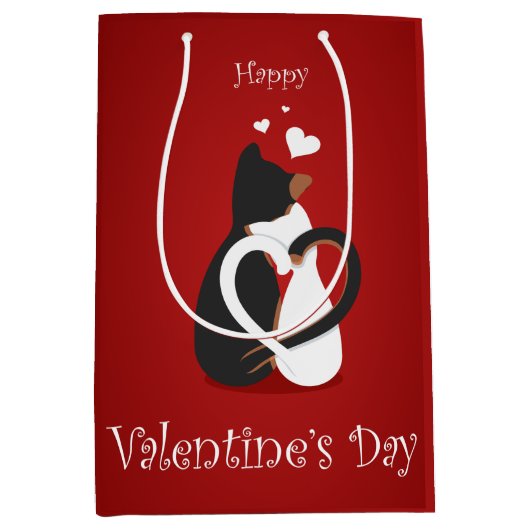 バレンタインキャッツとハートテール ミディアムペーパーバッグ (正面)