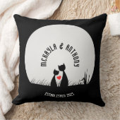バレンタインキャッツ赤いハートムーンシルエットカップル クッション (ブランケット)