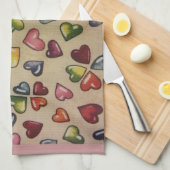 バレンタインキャンディハート キッチンタオル (四つ折り)