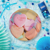 バレンタインキャンディハート ペーパープレート (パーティー)