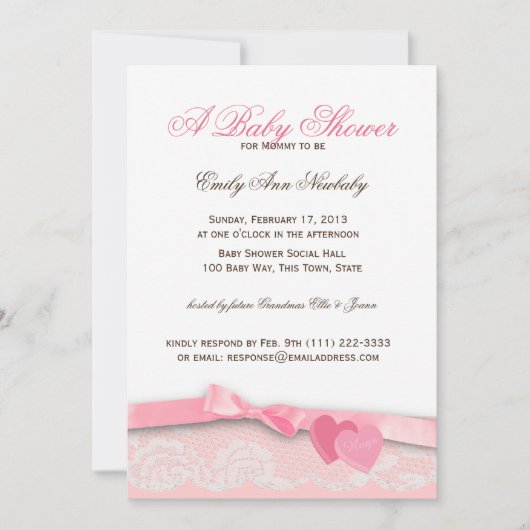 バレンタインキャンディベビーシャワー 招待状 (正面)