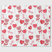 バレンタインキャンディ |ハート棒つきキャンデー ラッピングペーパー (フラット)