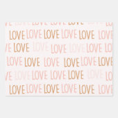 バレンタインキュートパステルボホラブストライプハート ラッピングペーパーシート (正面)