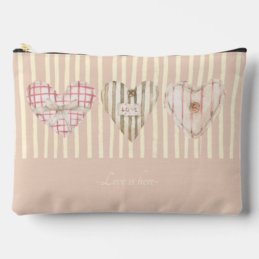 バレンタインキュートパーソナライズされたハートレトロピンク アクセサリーポーチ (正面)