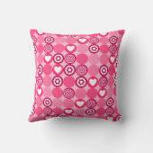 バレンタインキュートピンクハート＆フラワードットパターン クッション (裏面)