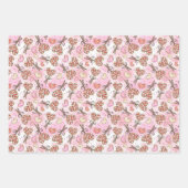 バレンタインキュートピンクXOXOハートラブ ラッピングペーパーシート (正面3)