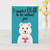 バレンタインキュートホワイトベアーピンクハート カード (黄色い花)