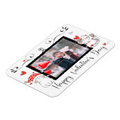 バレンタインキュート猫ハートカスタム写真 マグネット (左側)