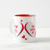 バレンタインキュート紙ハートラブ ツートーンマグカップ (正面左)