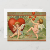 バレンタインキューピズラブアンティークヴィンテージ シーズンポストカード (正面/裏面)