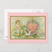 バレンタインキューピッドとフローラハート シーズンポストカード (正面/裏面)